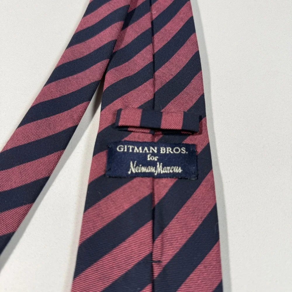 Vintage Gitman Bros for Neiman Marcus Striped 100% Cashmere Tie - Made‎ In USA